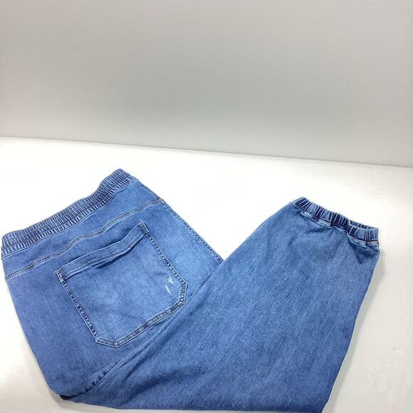 Lane Bryant Distressed Jeans Plus Size 34/36 Gathered Elastic Ankles - Picture 2 of 14